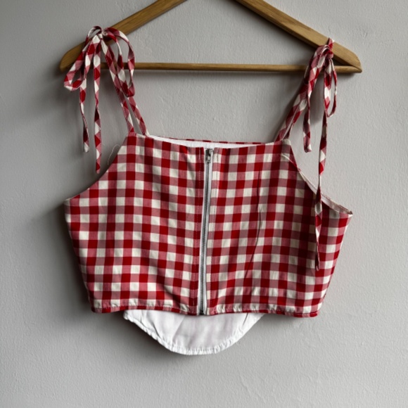 CIDER Gingham Bustier Top with Bows - Medium - Picture 3 of 6
